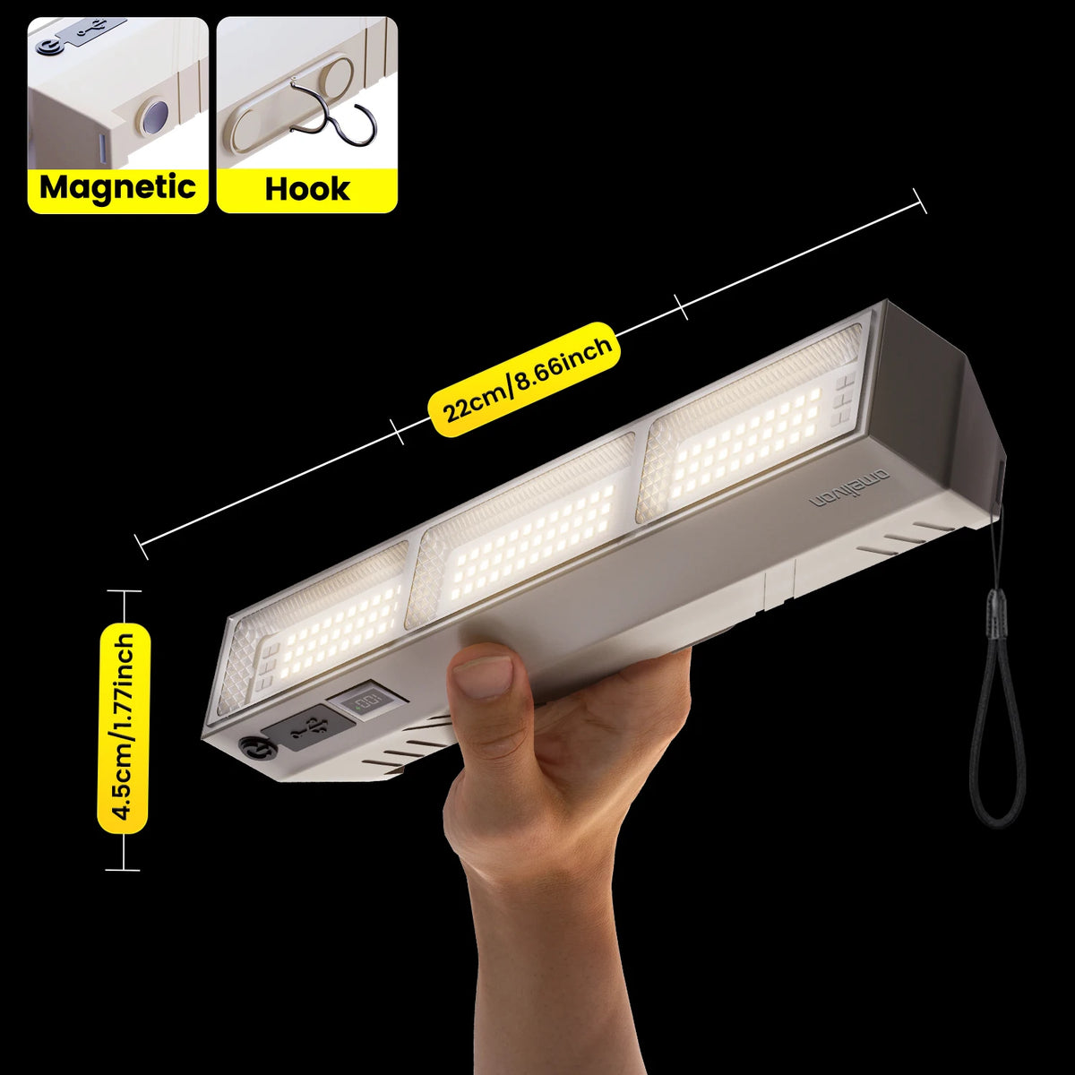 Multifunctional, High-Brightness, Short Led Emergency Light, Compact and Portable, with Multiple Dimming Modes, High-Brightness Illumination + USB Long-Lasting Battery Life, with a Small Flashlight on the Side, Smart Power Di