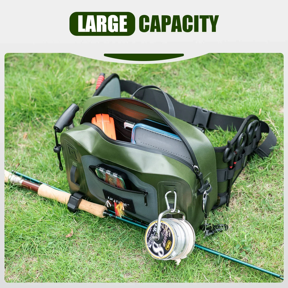 Goture 34*22*10.5cm Multifunctional Fly Fishing Bag IPX8 Waterproof Halter Waist Pack Large Capacity Bag for Outdoor Sports bag