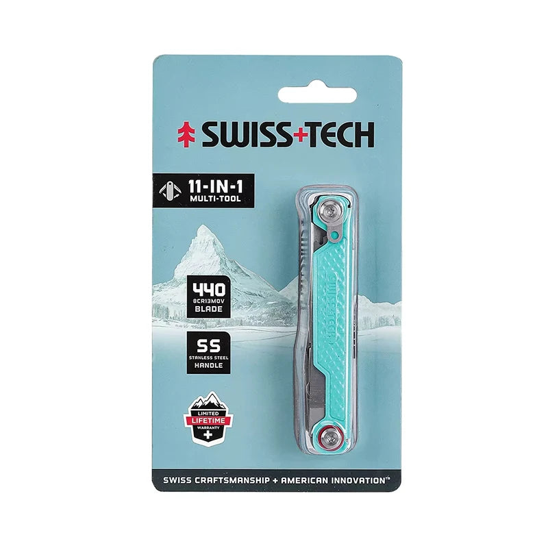 SWISS TECH 11 in 1 Mini Multitool Knife Folding EDC Outdoor Camping Survival Tools Scissors Screwdriver Multi Tool with Clip