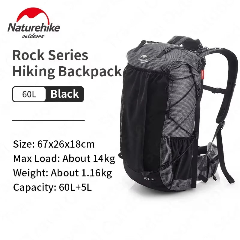 Naturehike Waterproof Ultralight Hiking Backpack – High-Capacity Mountaineering & Travel Pack with Rain Cover
