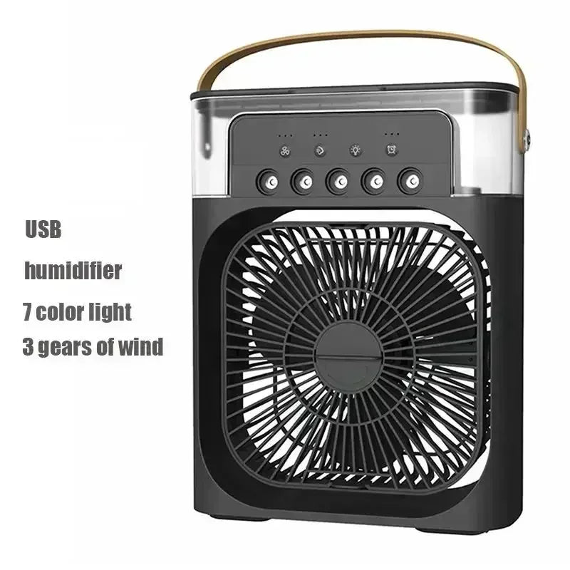 3-in-1 Portable Mini Air Cooler Fan with Humidifier & LED Night Light – Adjustable Personal Air Conditioner for Home, Office and Tents
