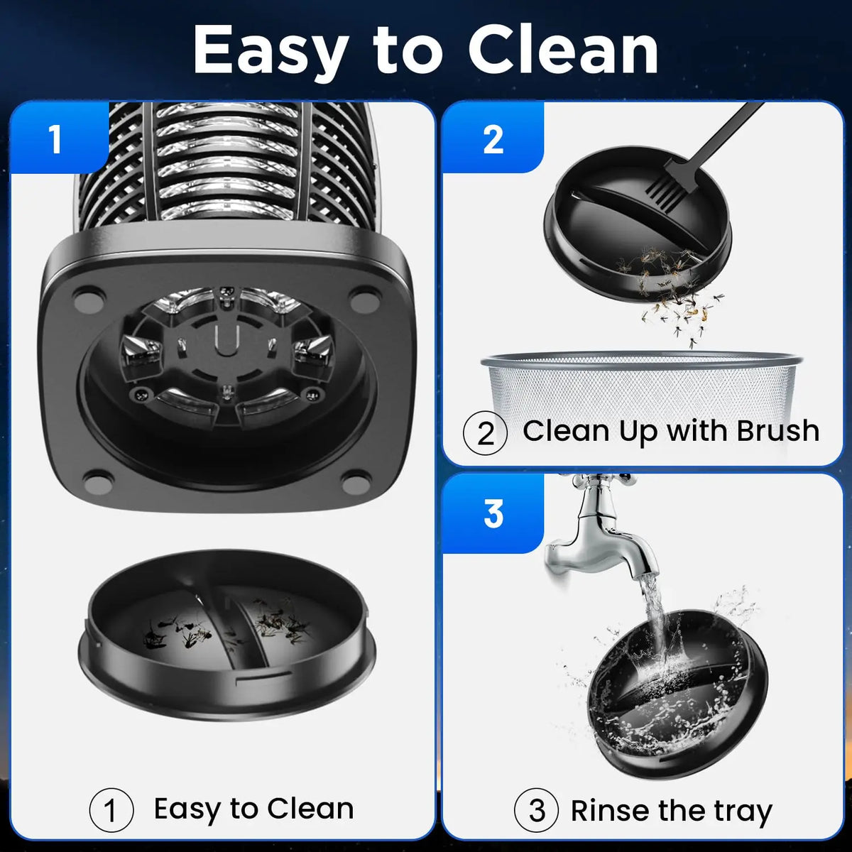 Solar-Powered Outdoor Bug Zapper – Waterproof, Portable & Rechargeable Mosquito and Fly Trap with Solar Panel, Light Sensor & LED Night Light