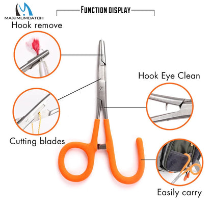 Maximumcatch Fly Fishing Hook Remover Stainless Steel Forceps With Scissors Bait Tools Fishing Accessory