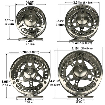 Goture 3/4 5/6 7/8 9/10 WT Fly Fishing Reel CNC Machine Cut Large Arbor Die Casting Aluminum Fly Reel with Bag