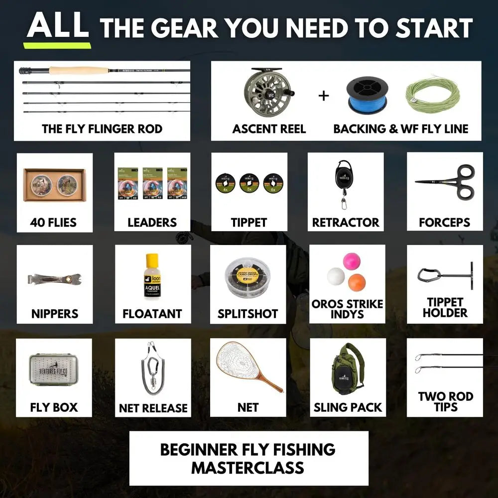 23-Piece Fly Fishing Starter Kit – Complete Beginner Gear Set with Rod, Reel, Line, Flies & Leader