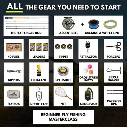 23-Piece Fly Fishing Starter Kit – Complete Beginner Gear Set with Rod, Reel, Line, Flies & Leader