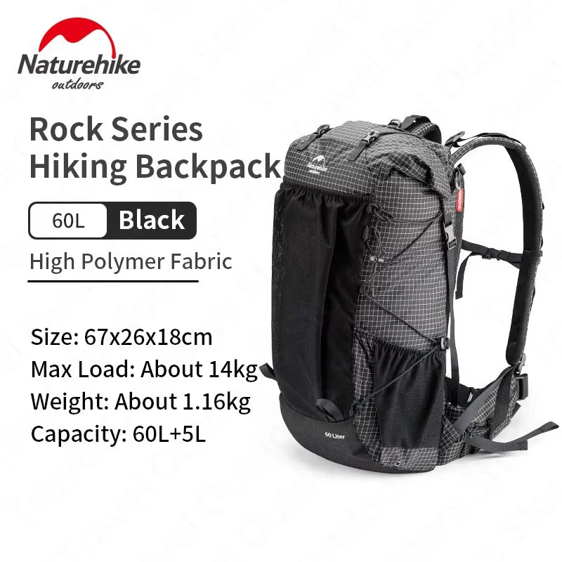 Naturehike Waterproof Ultralight Hiking Backpack – High-Capacity Mountaineering & Travel Pack with Rain Cover
