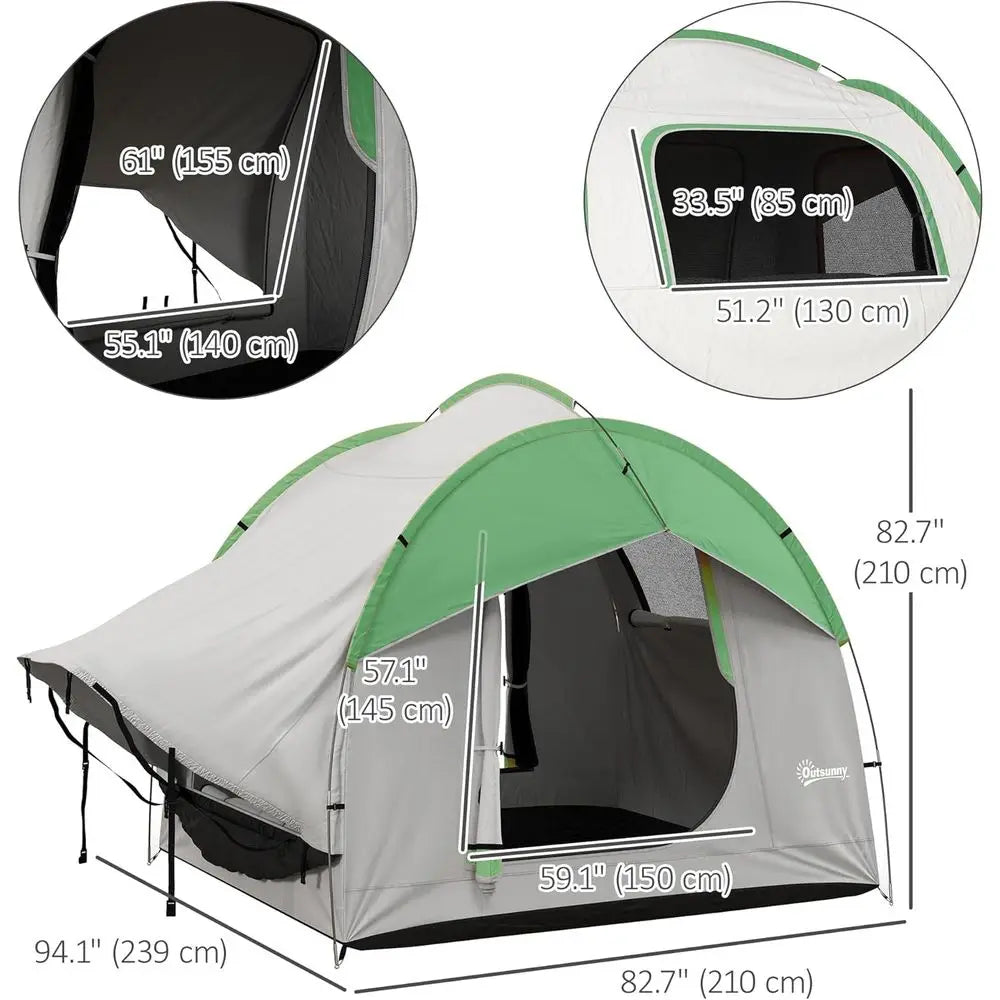 SUV Truck Tent – 2000mm Waterproof Camping Tent with 3 Doors & Mesh Windows, 5–6 Person Outdoor Travel Tent, 7.5' L × 6.9' W × 6.9' H