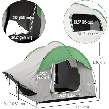 SUV Truck Tent – 2000mm Waterproof Camping Tent with 3 Doors & Mesh Windows, 5–6 Person Outdoor Travel Tent, 7.5' L × 6.9' W × 6.9' H
