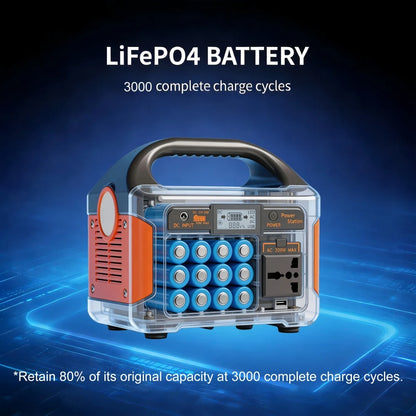 Gaiaray Portable Power Station – 460.8Wh LiFePO4 Battery, 500W/300W, 110V Solar Generator for Camping, Travel & Emergency Backup