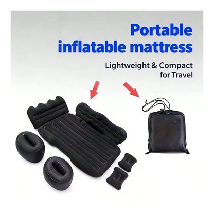Inflatable Car Air Mattress For SUV Back Seat, Portable Travel Camping Bed With 2 Air Pillows And Electric Pump, Universal Car