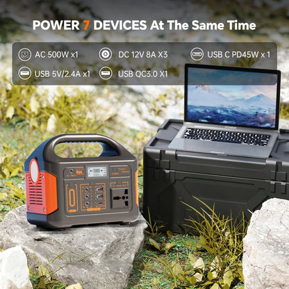 Gaiaray Portable Power Station – 460.8Wh LiFePO4 Battery, 500W/300W, 110V Solar Generator for Camping, Travel & Emergency Backup