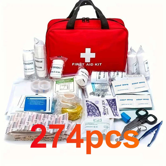 274pcs First Aid Kit, Professional Home First Aid Kit, Portable Survival Medical First Aid Kit, Camping, Hiking, Traveling Comp