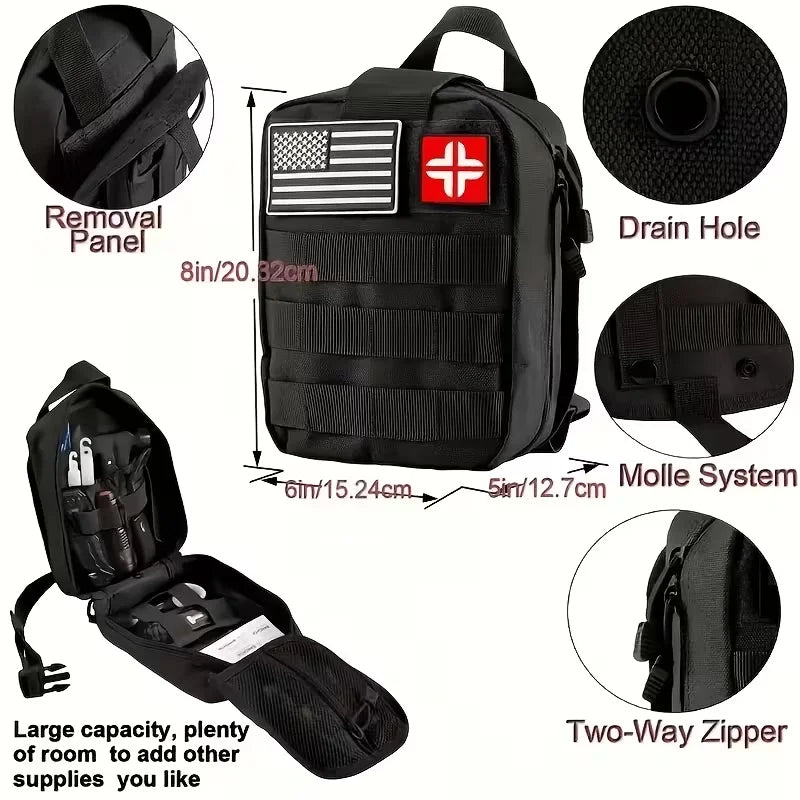217-Piece Survival Kit with First Aid Kit And Survival Tools Molle Storage Bag for Outdoor Activities Adventure Travel Camping, Hiking, Home