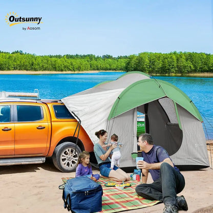 SUV Truck Tent – 2000mm Waterproof Camping Tent with 3 Doors & Mesh Windows, 5–6 Person Outdoor Travel Tent, 7.5' L × 6.9' W × 6.9' H