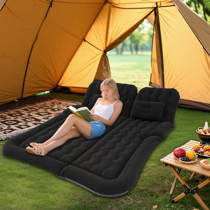 Grey/Black Inflatable SUV Air Mattress – Portable Car Camping Air Bed