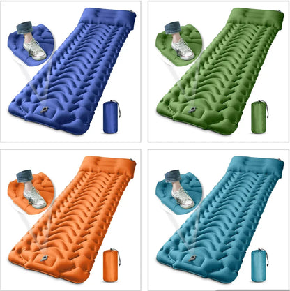 Ultralight Outdoor Sleeping Pad with Built-In Pillow for Camping, Hiking & Backpacking