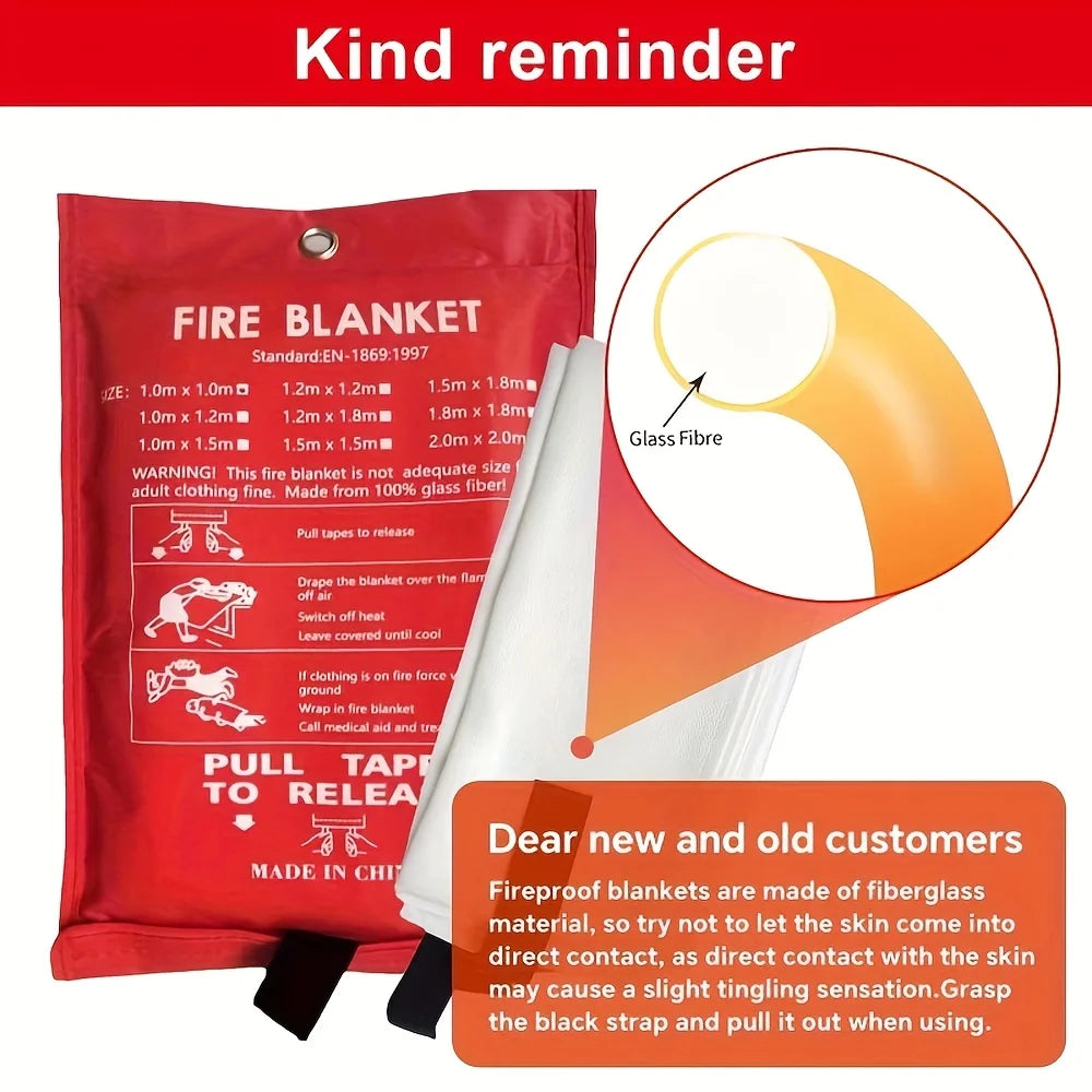 1 piece of emergency fire blanket, fire blanket, flame-retardant blanket, suitable for home, kitchen, school, car, office, warehouse fire safety blanket 40x 40inch fiberglass fire blanket