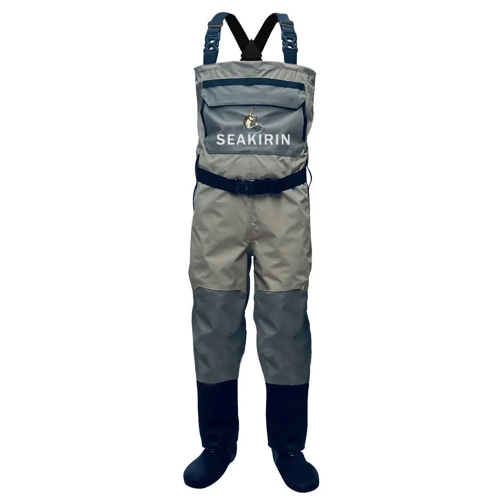 4-Layer Waterproof Men's Chest Fishing Waders Stockingfoot River Dry Wading Hunting Clothing with Neoprene Gravel Guard Protects