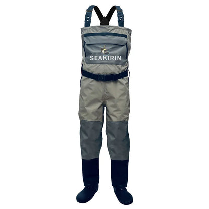 4-Layer Waterproof Men's Chest Fishing Waders Stockingfoot River Dry Wading Hunting Clothing with Neoprene Gravel Guard Protects
