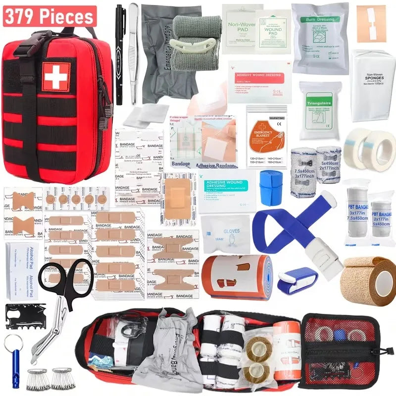 379pcs IFAK Trauma First Aid Kit MOLLE Pouches Emergency Survival Kit Suitable for Home, Car, Travel, Camping, Hiking, Sports