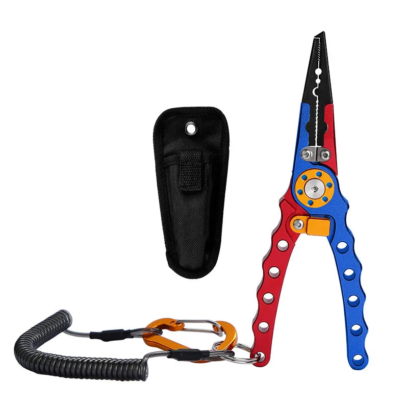 Aluminum Alloy Fishing Pliers Saltwater Corrosion Resistant, Heavy Duty Fishing Multitool with Lanyard Sheath Hook Remover Line