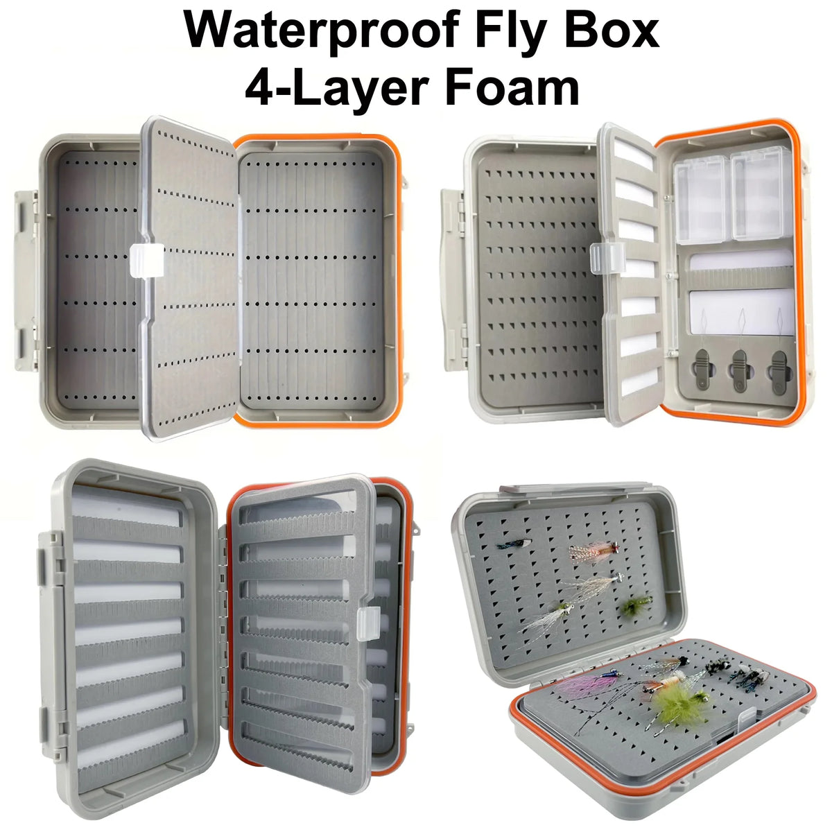 Aventik Waterproof Fly Box with 4-Layer Foam Portable ABS Lightweight Fly Fishing Tackle Storage Case
