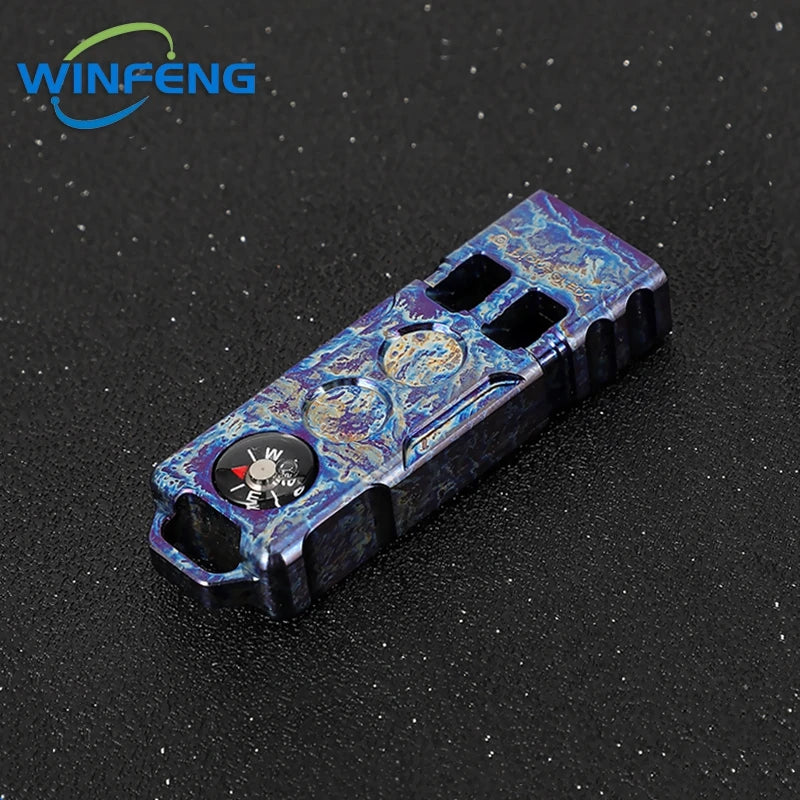 High Decibel Titanium Emergency Whistle Dual Frequency Survival Whistle with Compass for Outdoor Camping Hiking Exploring