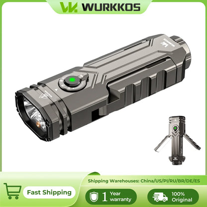Wurkkos HD02 LED Torch 3200 Lumen Folding Rechargeable Magnetic Flashlight for Camping Emergency Use and Car Repair