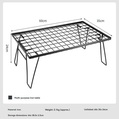 CAMPINGMOON T-230 Outdoor Simple Field Rack Folding Table Iron Multi functional Outdoor Camping Picnic Table Barbecue Table Can be Multi layer Paired