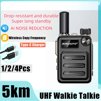5W Mini UHF Walkie Talkie – 16-Channel Two-Way Radio, 400–470MHz, Long Standby, Portable Handheld Transceiver