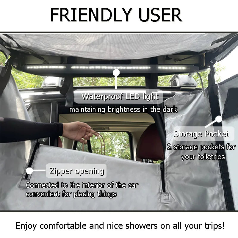 Free Shipping Car Shower Tent Portable Foldable Vehicle Side Bath Tent Camping Easy Setup SUV Changing Room Toilet Shower Tent