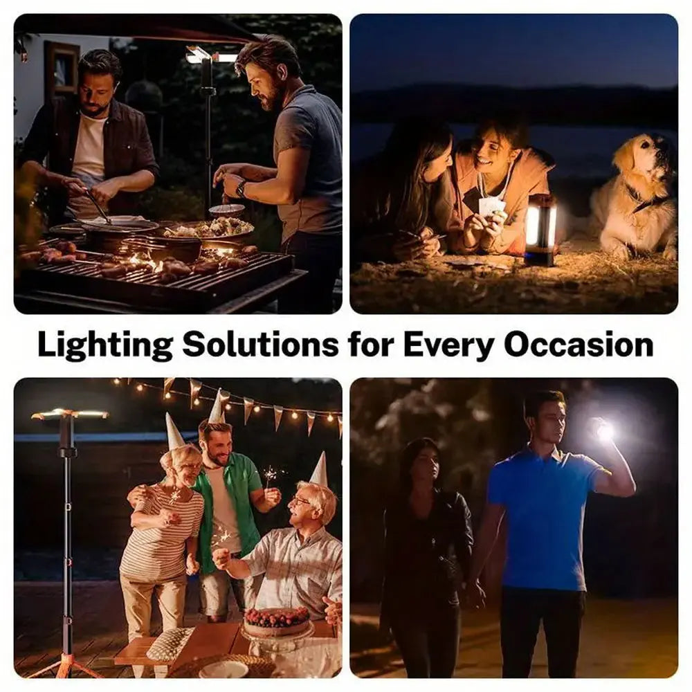 Folding Camping Light 1.8m Portable Telescopic Lanterns  bracket camping light USB Rechargeable 9000mAh Outdoor Waterproof Power Bank Lamp With Triangle Sta