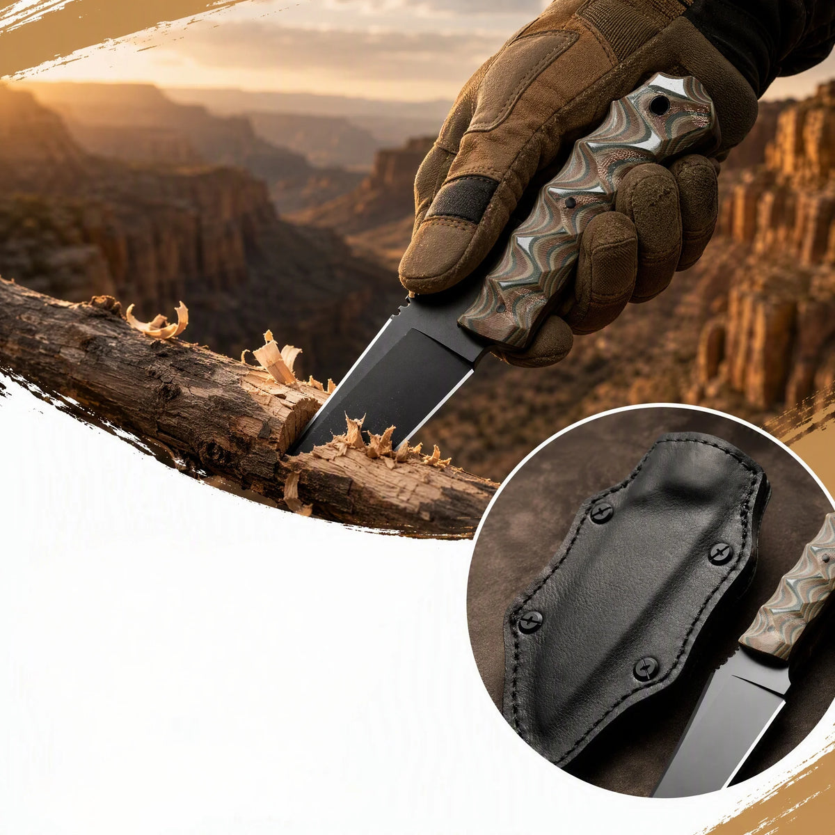Quenched high toughness outdoor straight knife, detachable storage scabbard, hiking camping daily cutting tool