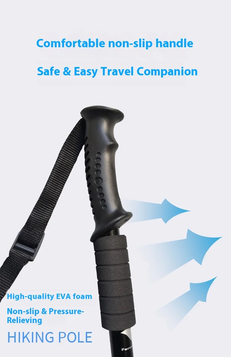 Outdoor Telescopic Hiking Pole – Portable Aluminum Alloy Trekking Cane with Non-Slip Grip