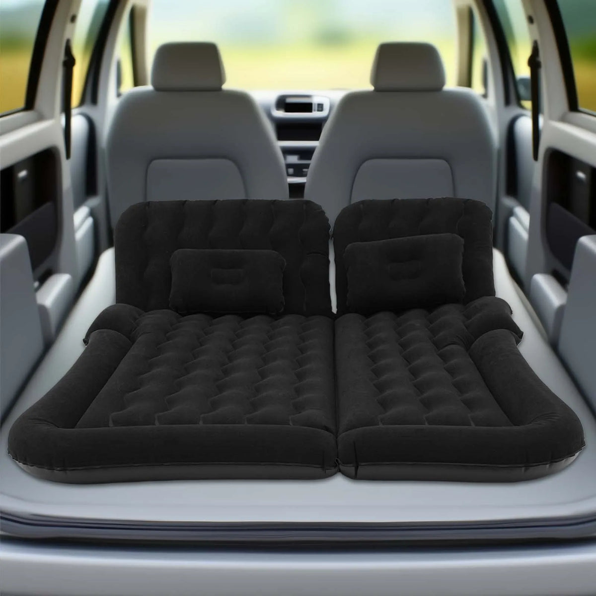 Grey/Black Inflatable SUV Air Mattress – Portable Car Camping Air Bed