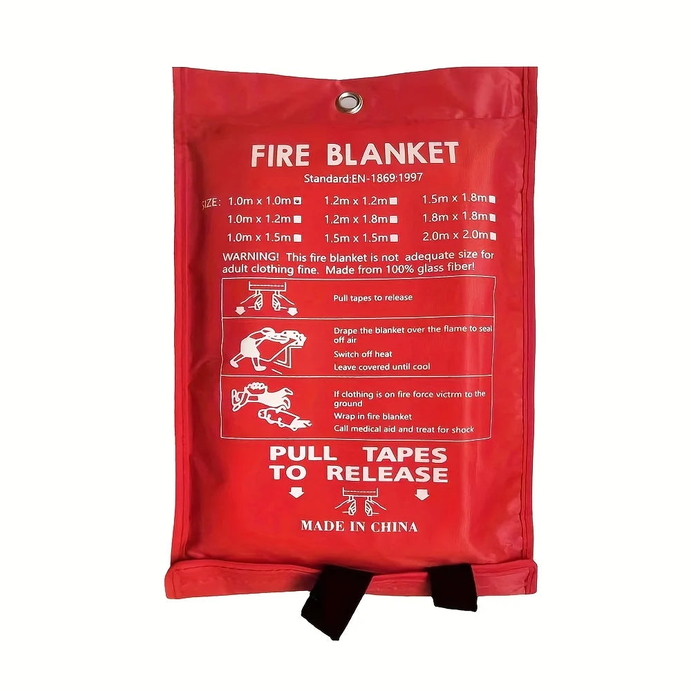 1 piece of emergency fire blanket, fire blanket, flame-retardant blanket, suitable for home, kitchen, school, car, office, warehouse fire safety blanket 40x 40inch fiberglass fire blanket