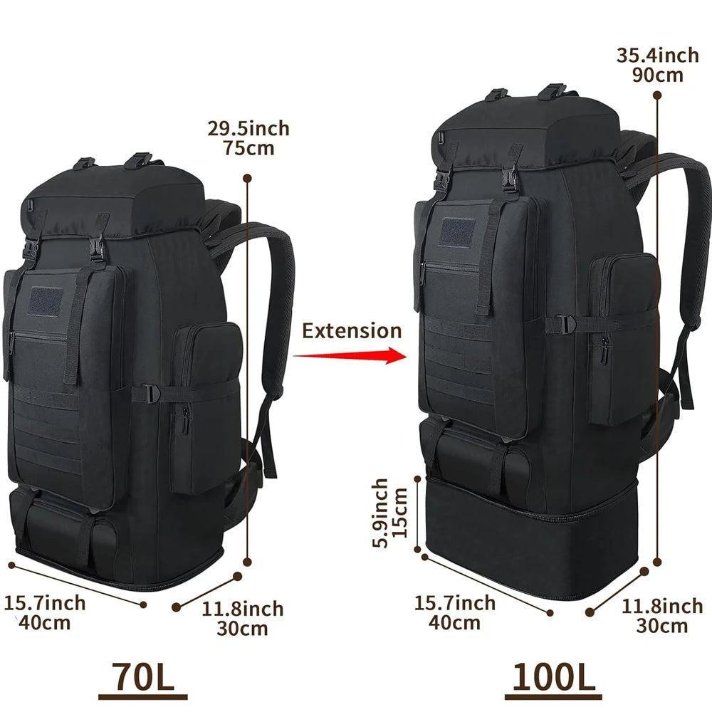 1pc 90L Hiking Daypack Backpack Expandable Waterproof Rucksack for Camping Outdoor Sport Traveling Large Capacity Sport