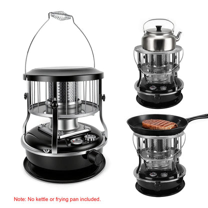 Upgraded 4.5L Kerosene Heater Indoor Outdoor 9000 BTU Portable Radiant Tent Heater Dual Use for Cooking Heating 16-21H Burn Time