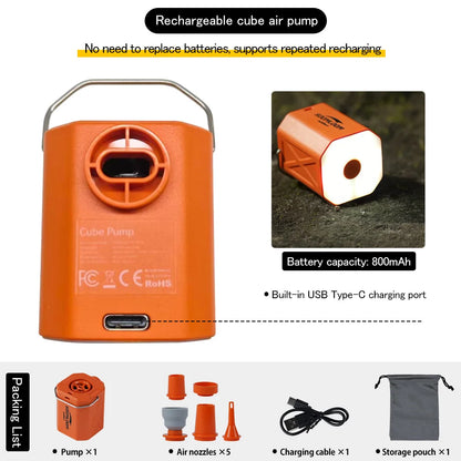 Soomloom Cube Air Pump – Portable Wireless Electric Inflator & Deflator for Inflatable Cushions, Swimming Rings & More