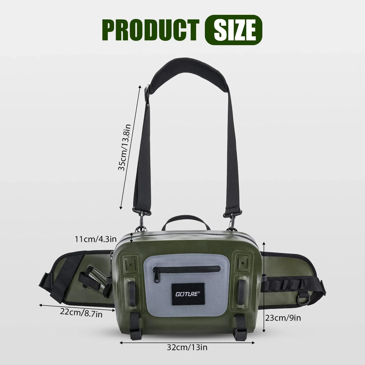 Goture 34*22*10.5cm Multifunctional Fly Fishing Bag IPX8 Waterproof Halter Waist Pack Large Capacity Bag for Outdoor Sports bag