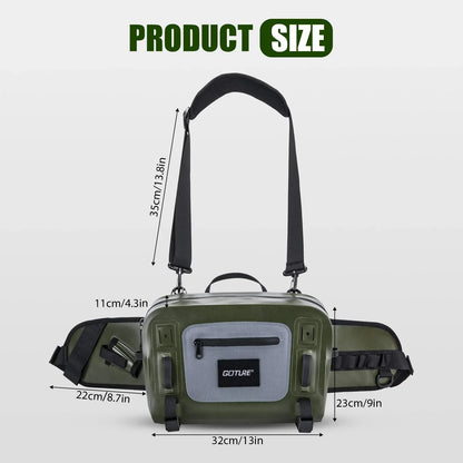 Goture 34*22*10.5cm Multifunctional Fly Fishing Bag IPX8 Waterproof Halter Waist Pack Large Capacity Bag for Outdoor Sports bag