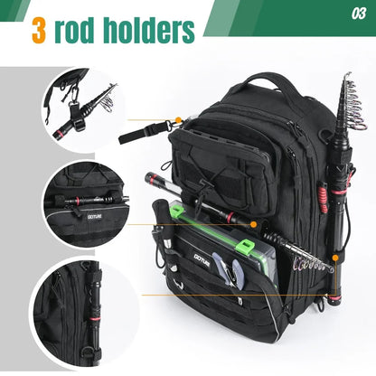 Goture Outdoor Fishing Backpack Multifunction Large Capacity Waterproof Tackle Bag for Hiking Camping Cycling Fishing Tackle Bag