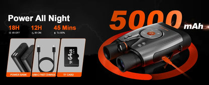GOYOJO True 4K Night Vision Binoculars 1200m Long Range Night Viewing Goggles Full Color Photo and Video with App Control for Camping