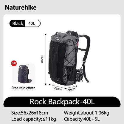 Naturehike Rock Outdoor Bags 40L 60L Travel Backpacks Large Capacity 60+5L Camping Hiking Packs Hiking Bag With Rain Cover