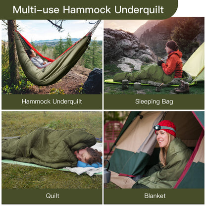 Night Cat 4-Season Insulated Hammock Underquilt – Lightweight & Warm Sleeping Underblanket, 5–20°C, Army Green