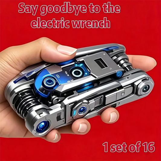 16-in-1 Socket Wrench Set, Non-Slip Rotating Head. Durable Stainless Steel for Home, Repairs & Camping