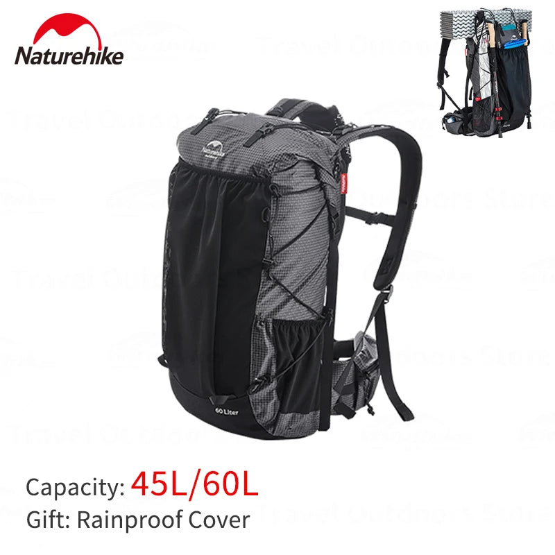 Naturehike Waterproof Ultralight Hiking Backpack – High-Capacity Mountaineering & Travel Pack with Rain Cover