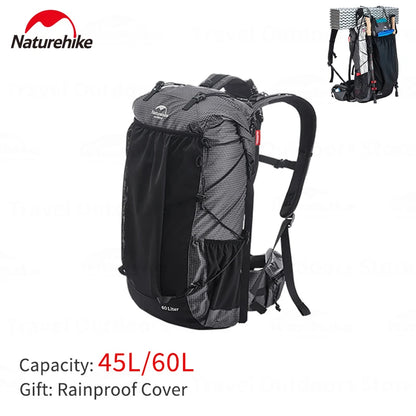 Naturehike Waterproof Ultralight Hiking Backpack – High-Capacity Mountaineering & Travel Pack with Rain Cover