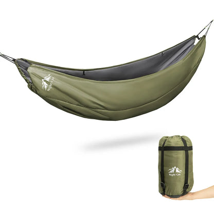 Night Cat 4-Season Insulated Hammock Underquilt – Lightweight & Warm Sleeping Underblanket, 5–20°C, Army Green